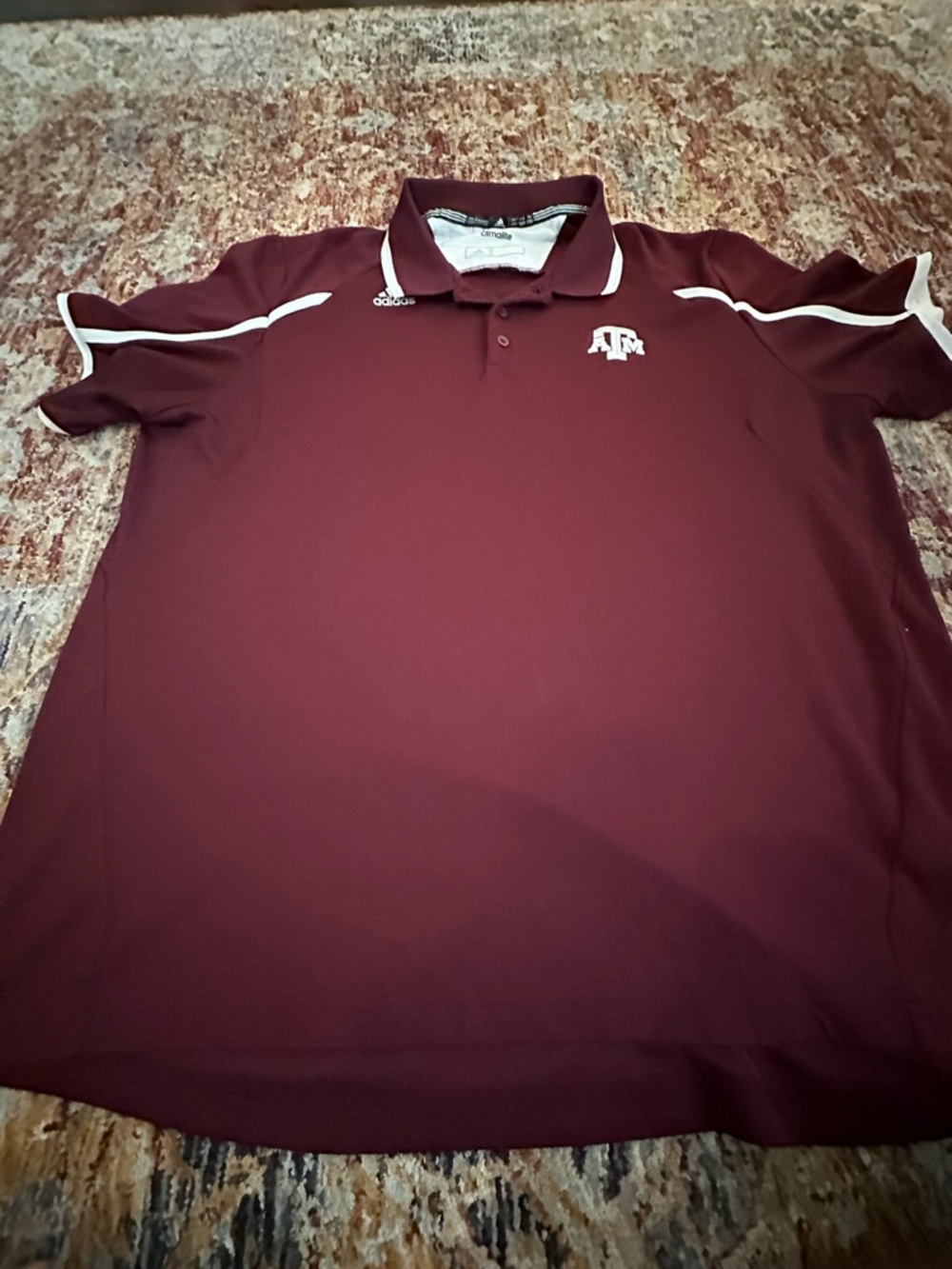 adidas Men's Maroon Polo with White Contrast Trim Aggie Texas A & M Aggies